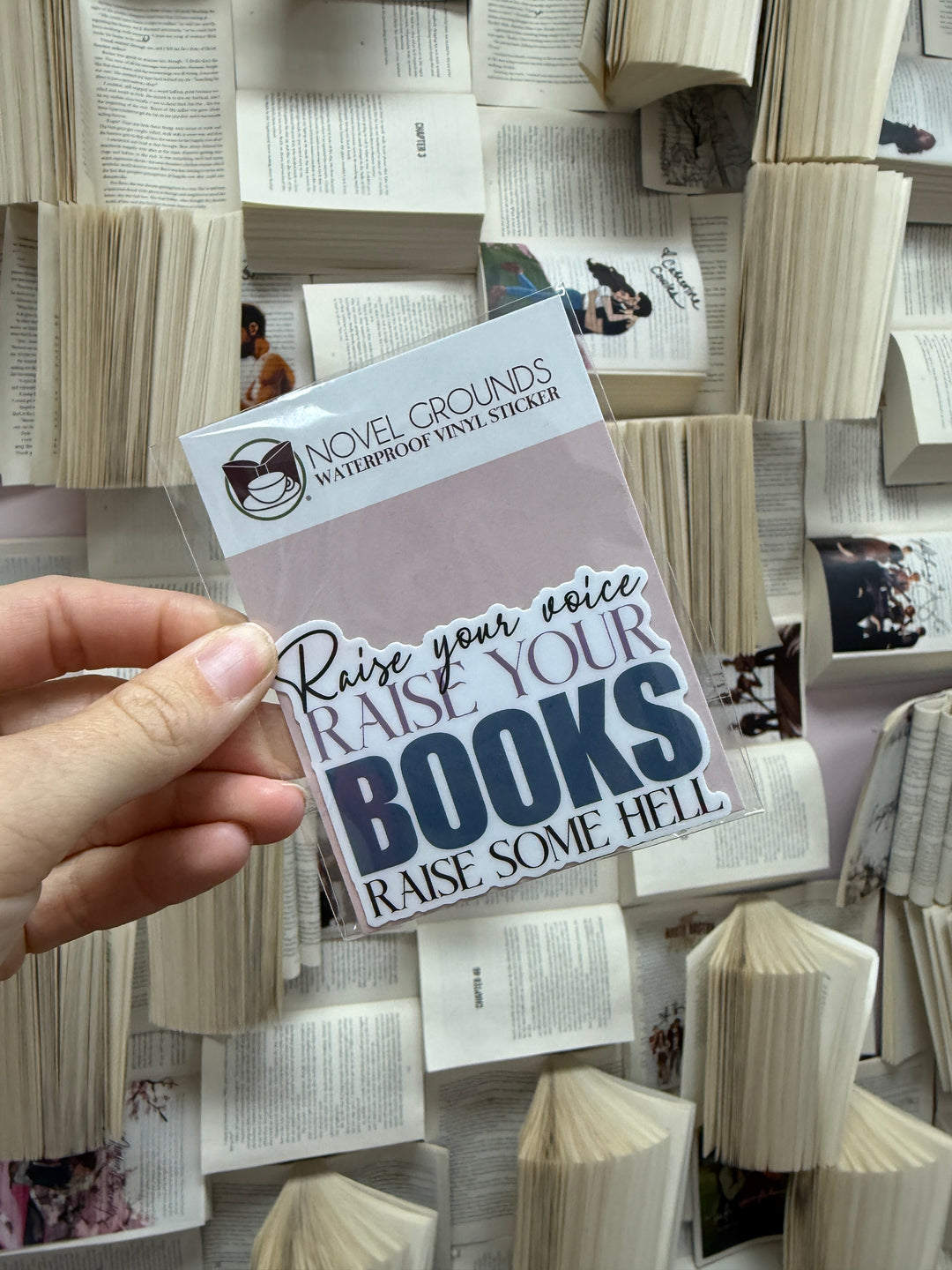 Raise Your Books Sticker