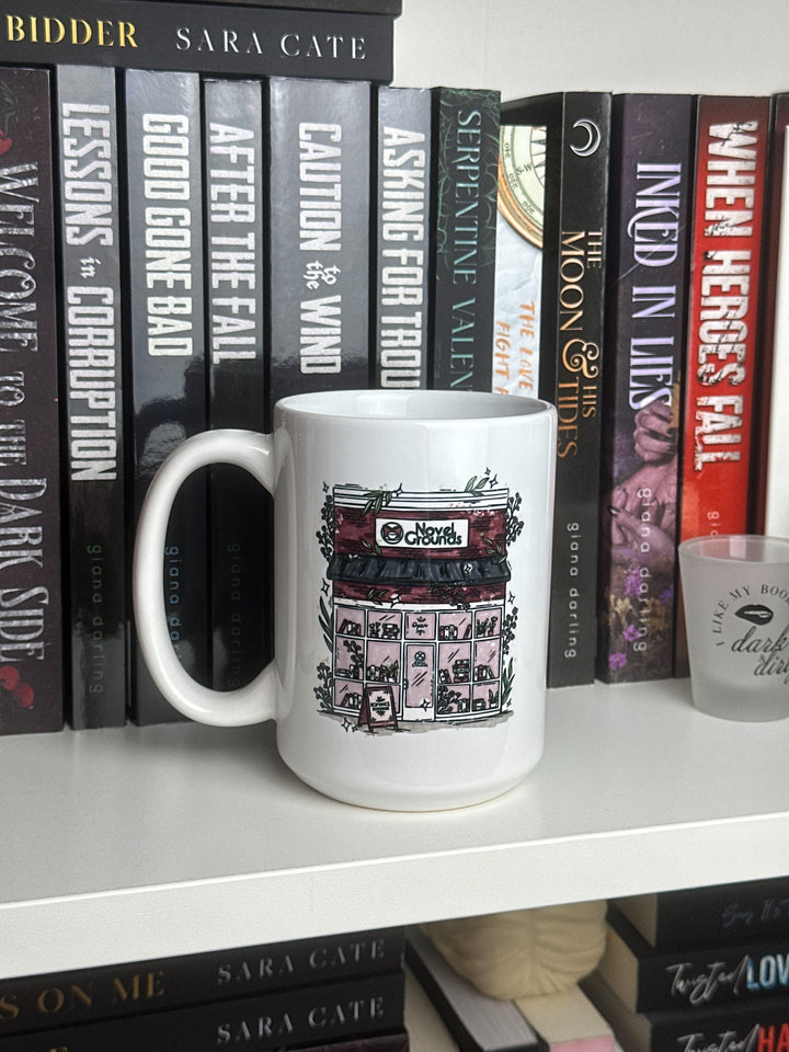Novel Grounds Storefront White Glossy Mug