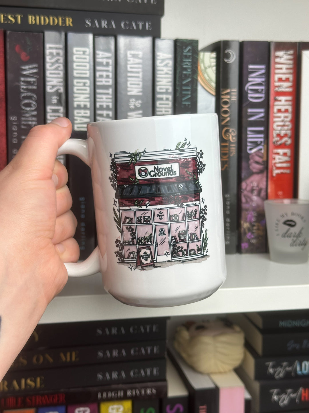 Novel Grounds Storefront White Glossy Mug