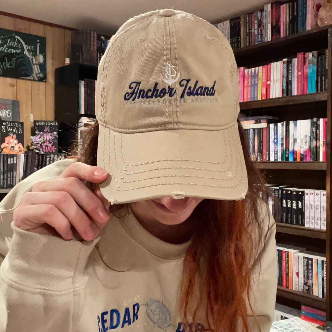 Catherine Cowles - Anchor Island Embroidered Distressed Dad Hat