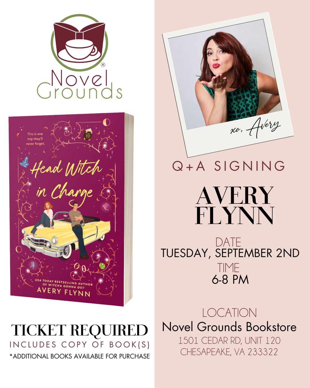 Author Signing - Avery Flynn September 2nd 6-8pm