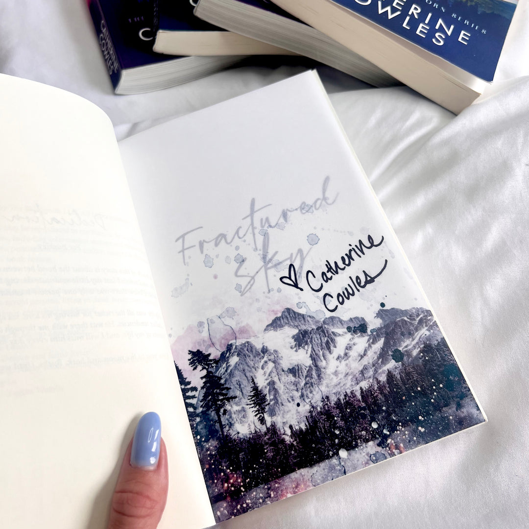 Catherine Cowles- Acuarela Montañas Novela Nota-Impresión de superposición firmada digitalmente