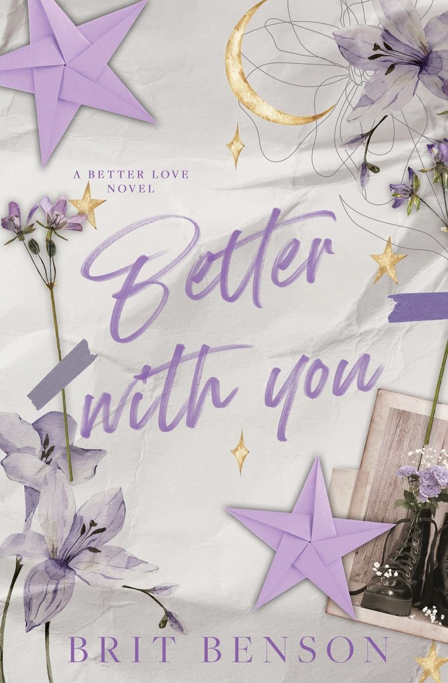 a book cover with purple flowers and stars