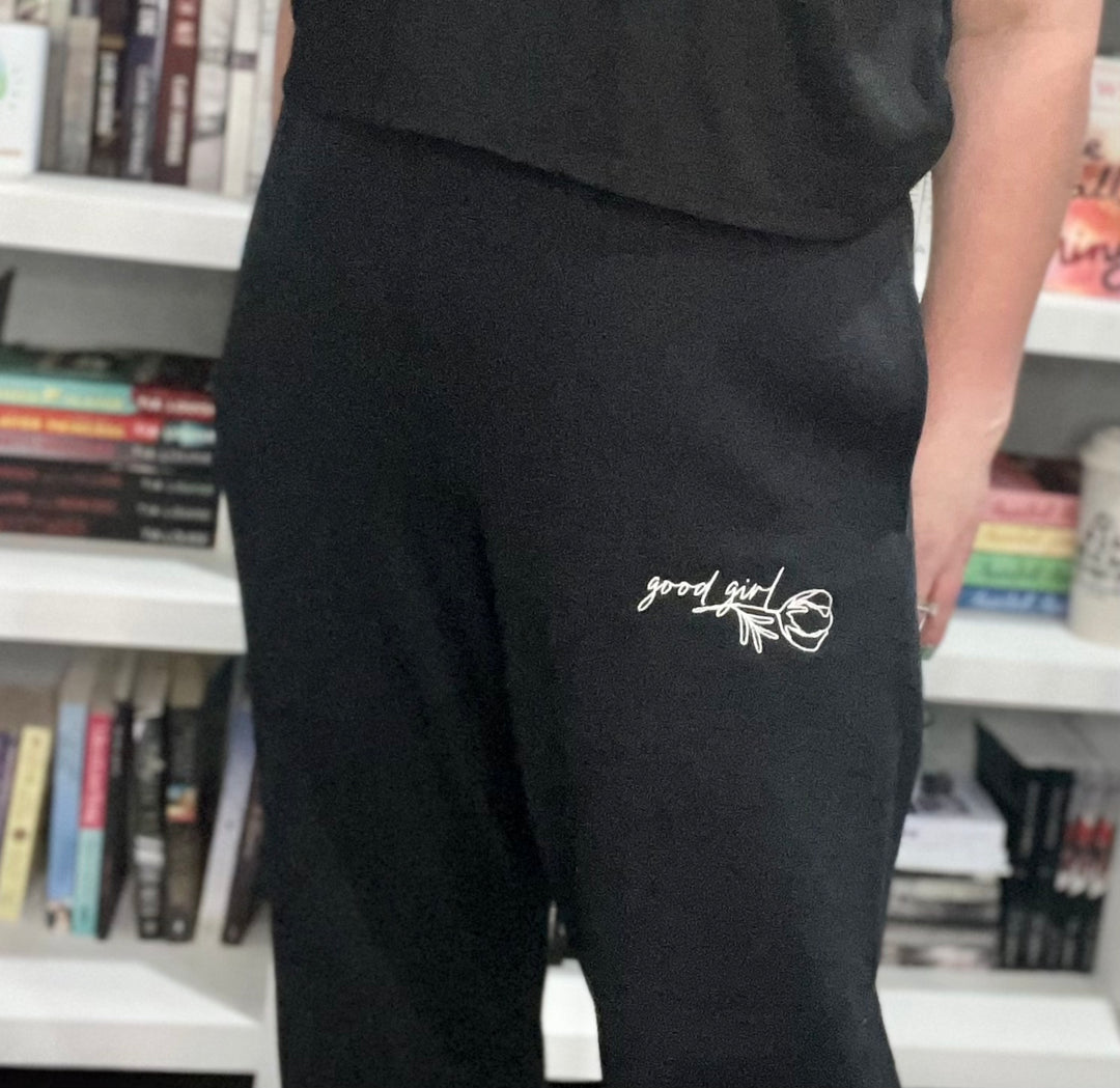 Good Girl Embroidered Unisex Joggers - Novel Grounds