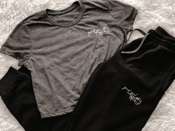 Good Girl Embroidered Unisex Joggers - Novel Grounds