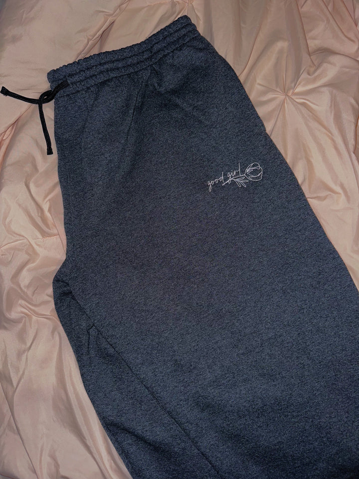 Good Girl Embroidered Unisex Joggers - Novel Grounds