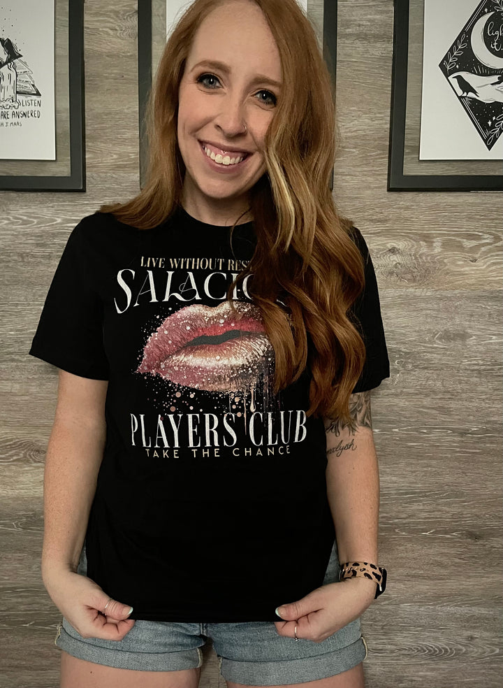 Sara Cate: Salacious Players Club Unisex t-shirt - Novel Grounds