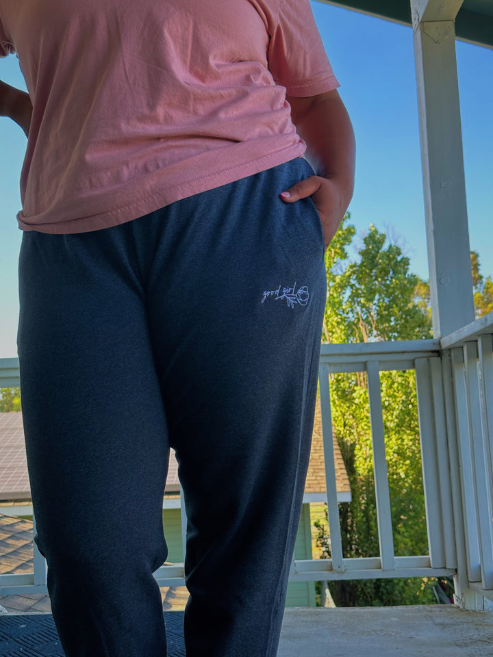 Good Girl Embroidered Unisex Joggers - Novel Grounds