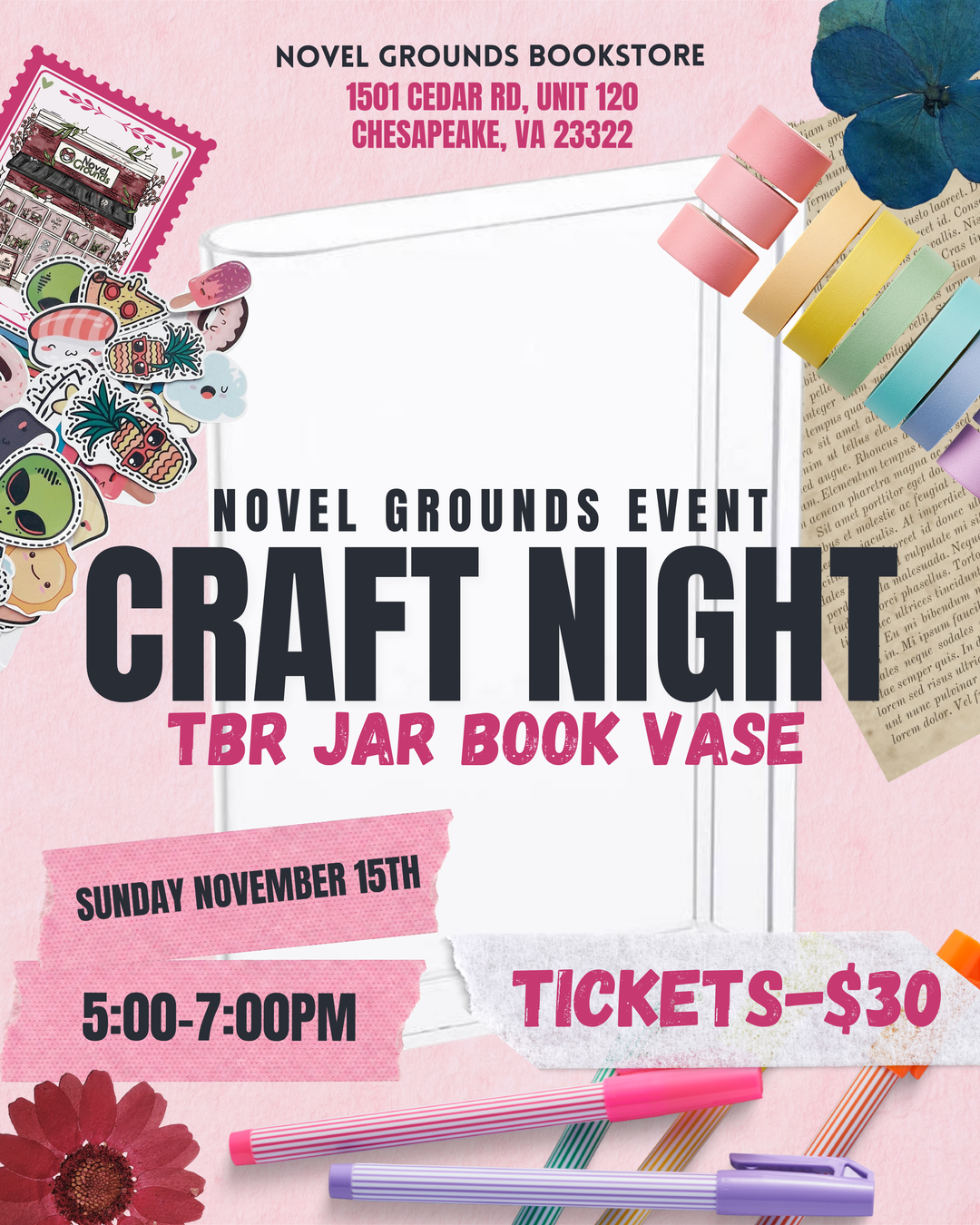 Craft Night: TBR Jar Book Vase 11/15/26