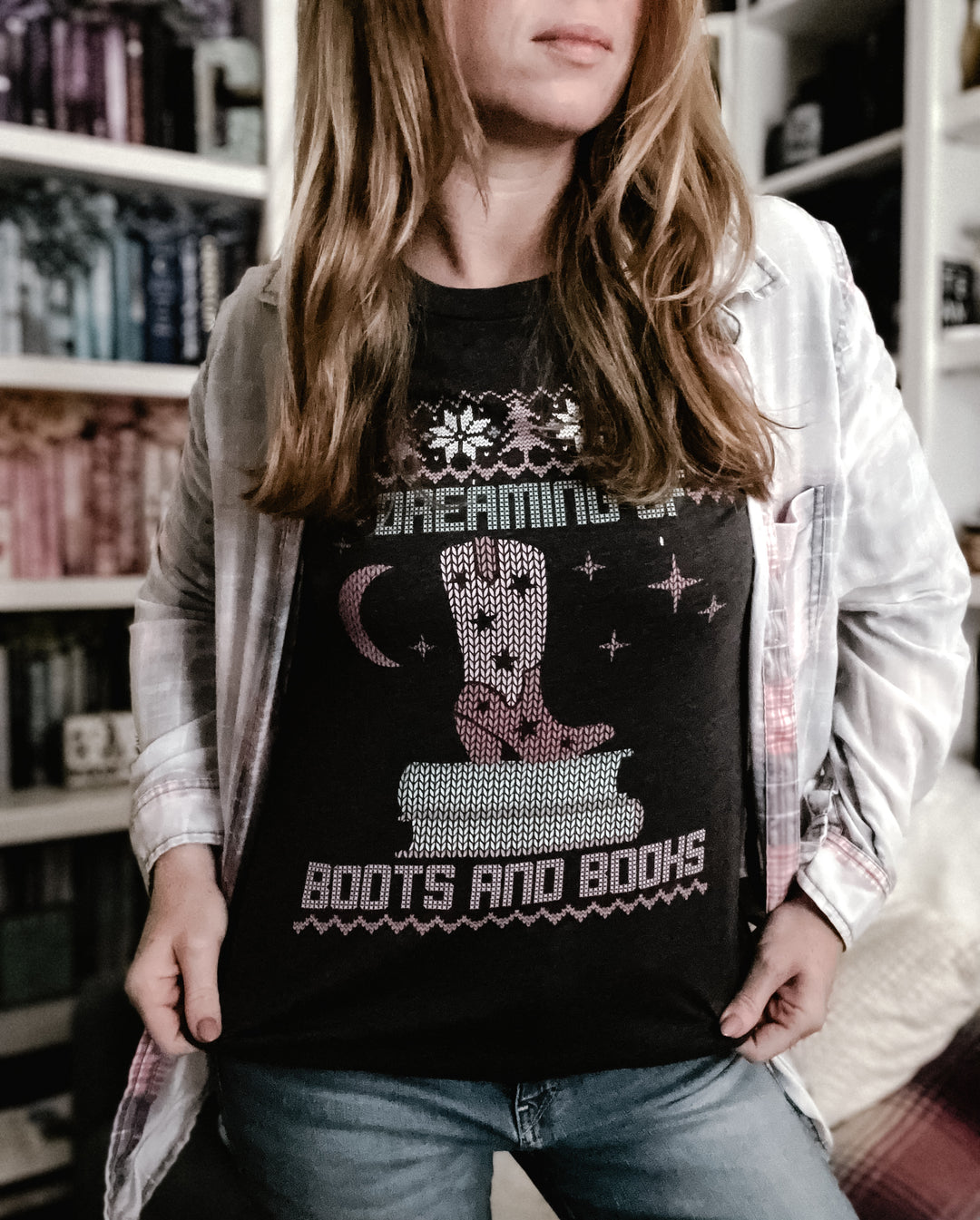 Boots and Books Holiday Unisex Long Sleeve Tee