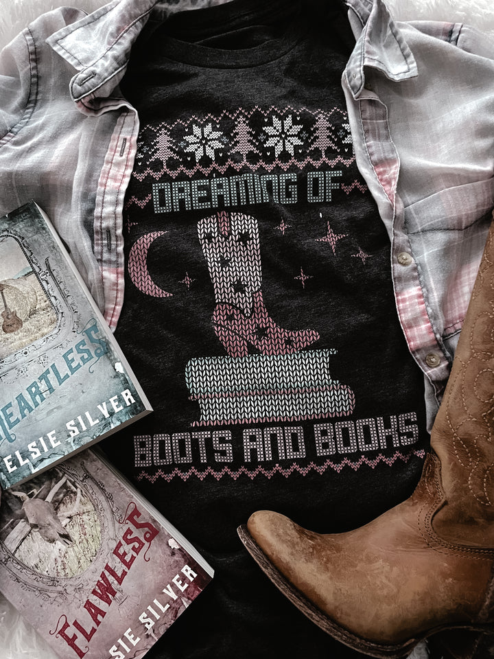 Boots and Books Holiday Unisex Long Sleeve Tee