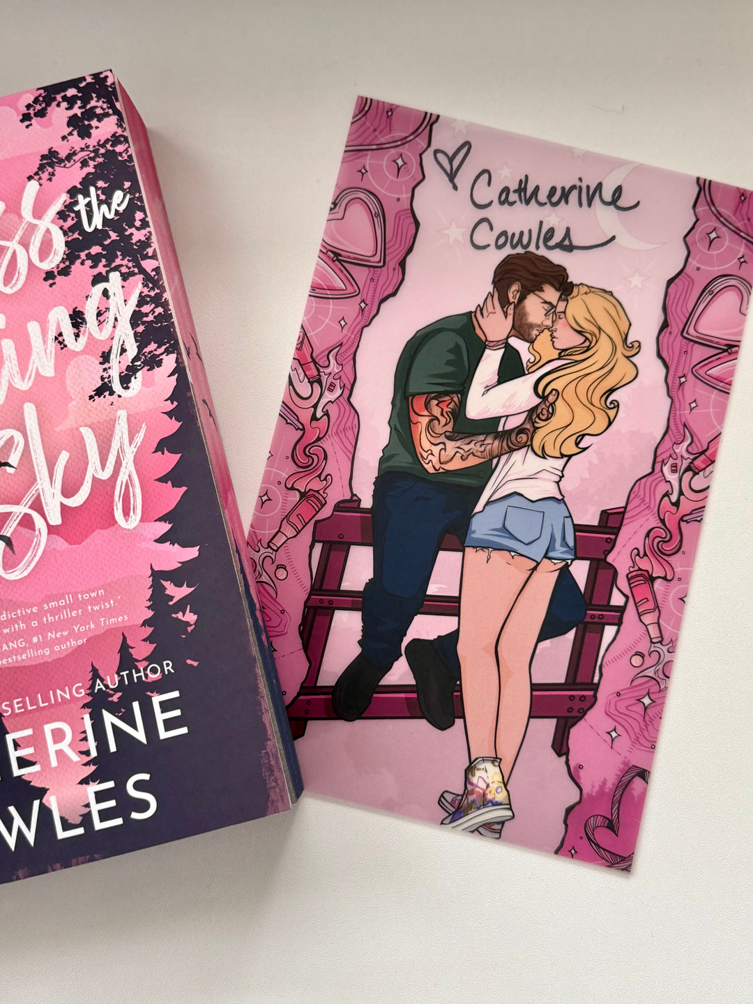 Catherine Cowles- Acuarela Montañas Novela Nota-Impresión de superposición firmada digitalmente