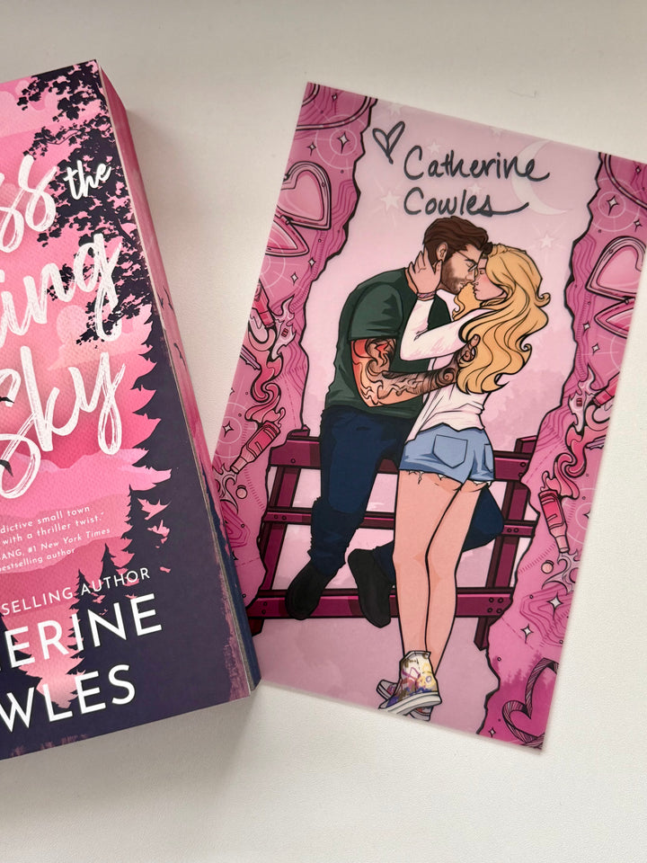 Catherine Cowles- Acuarela Montañas Novela Nota-Impresión de superposición firmada digitalmente