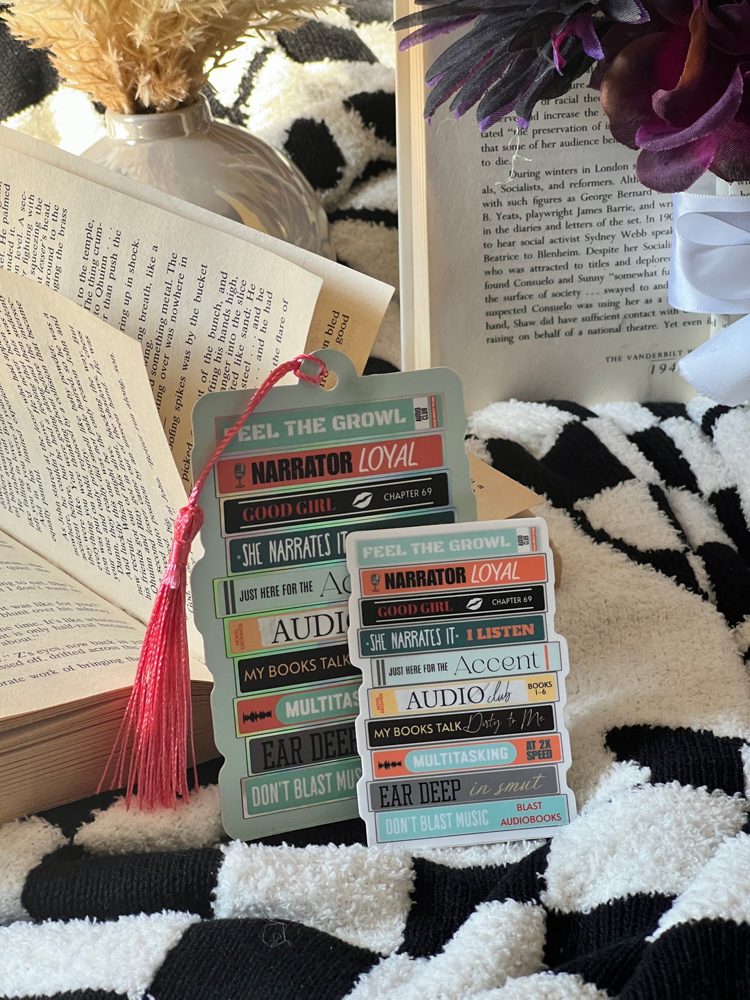 Audio Lover Bookmark +Sticker- Novel Couture® Retro Romance Pack