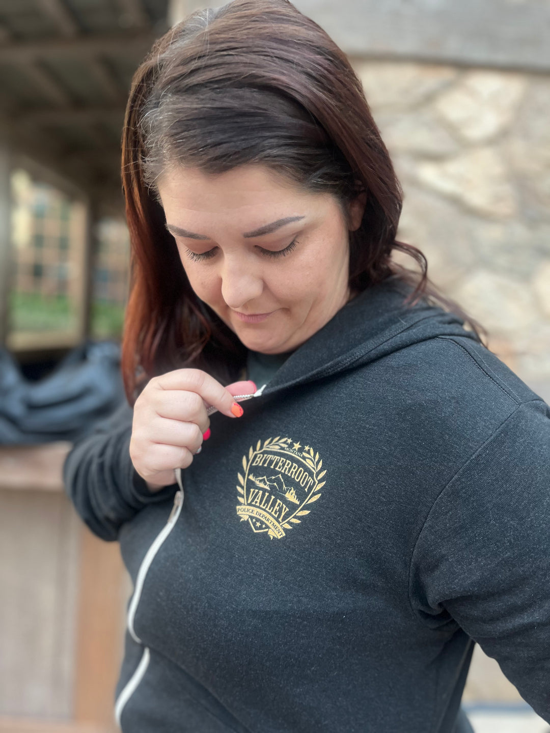 Kristen Proby - Bitterroot Police Department Unisex Zip Hoodie