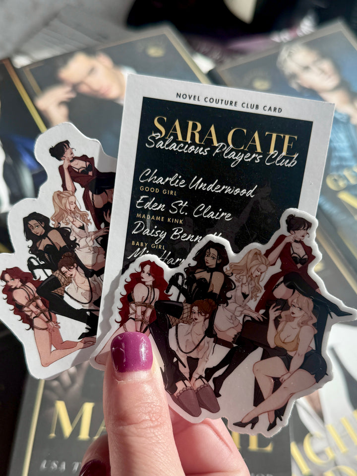 Salacious Players Club Card, Bookmark + Sticker- Novel Couture® Character Card Pack