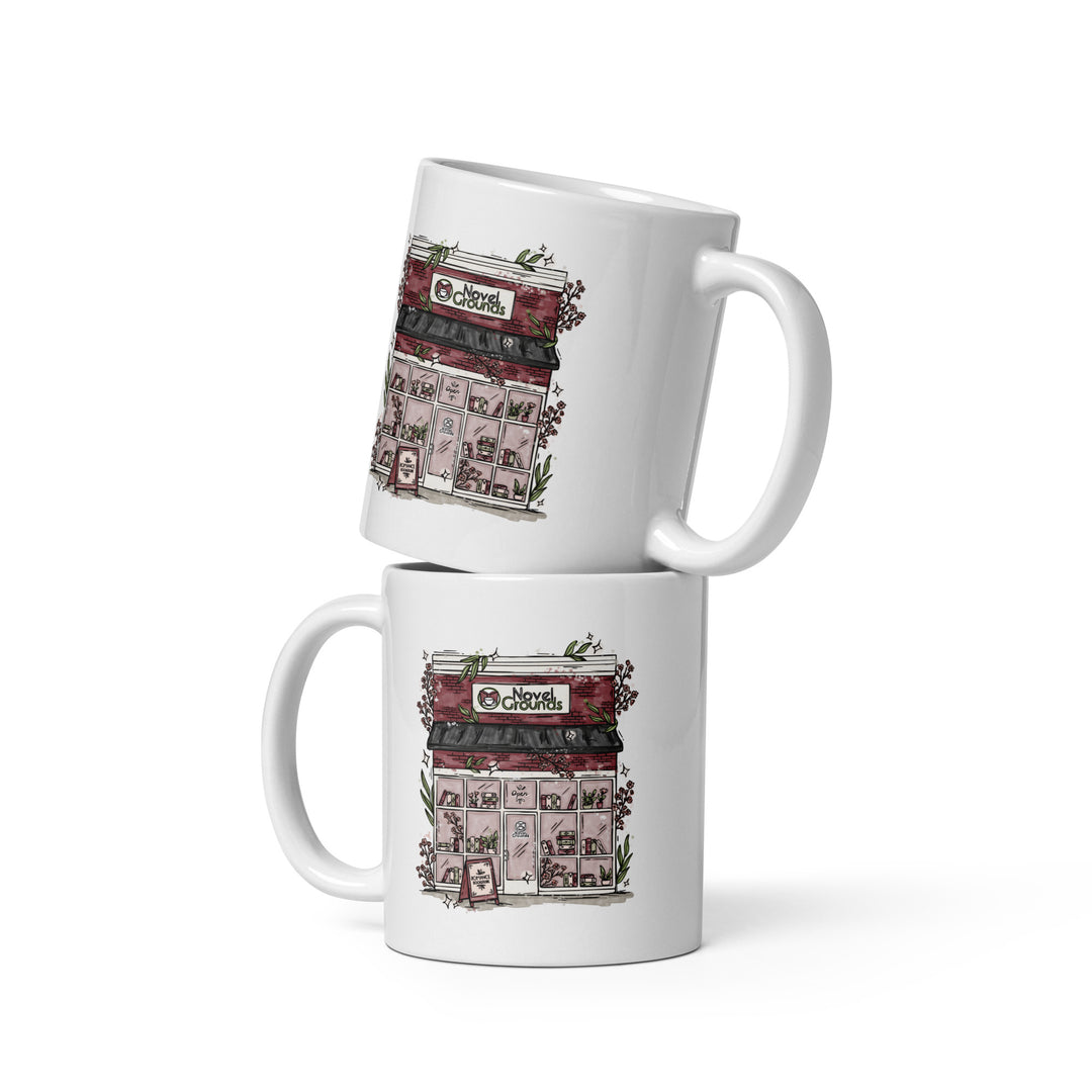 Novel Grounds Storefront White Glossy Mug