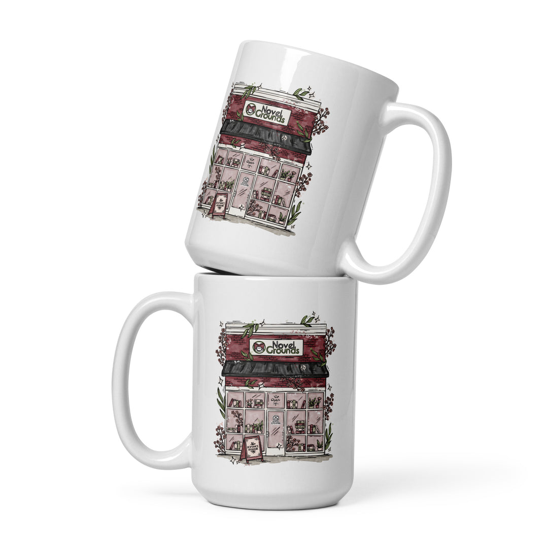 Novel Grounds Storefront White Glossy Mug