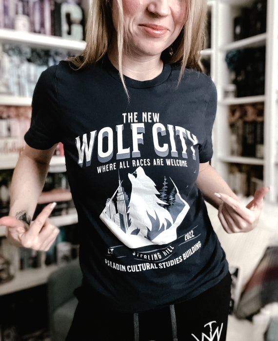 Leia Stone: Wolf City Unisex t-shirt - Novel Grounds