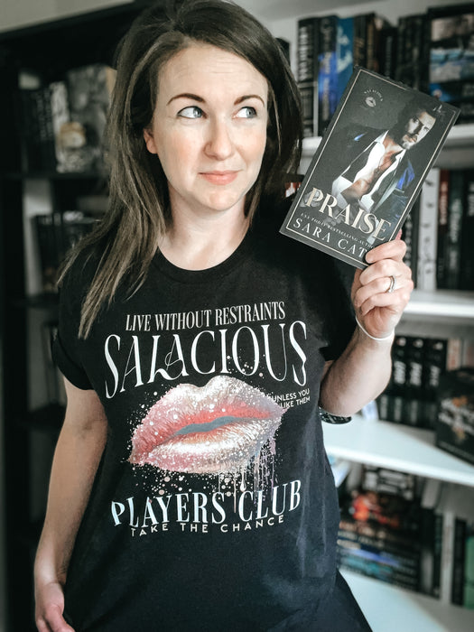 Sara Cate: Salacious Players Club Unisex t-shirt - Novel Grounds