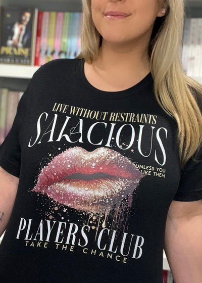 Sara Cate: Salacious Players Club Unisex t-shirt - Novel Grounds